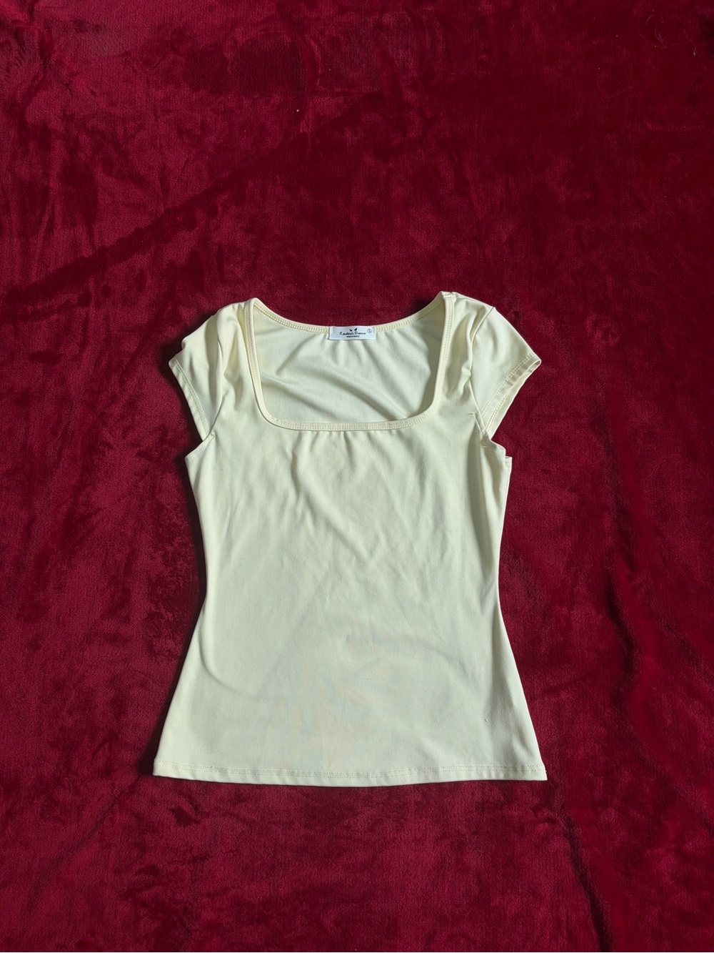 Rebellious Dreamer Butter Yellow Square Neck Short Sleeve Top - Size S